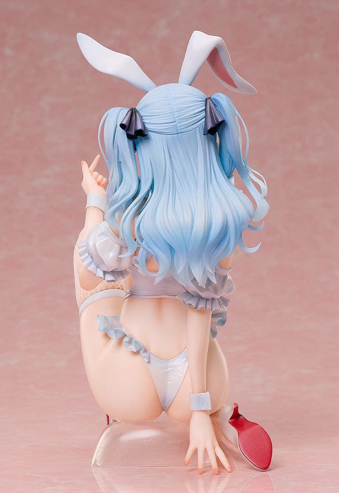 Mimosa Illustration B-Style Riyu Hoshizaki 1/6 Scale Figure in elegant white bunny suit with twin tails, fishnet stockings, and playful pose