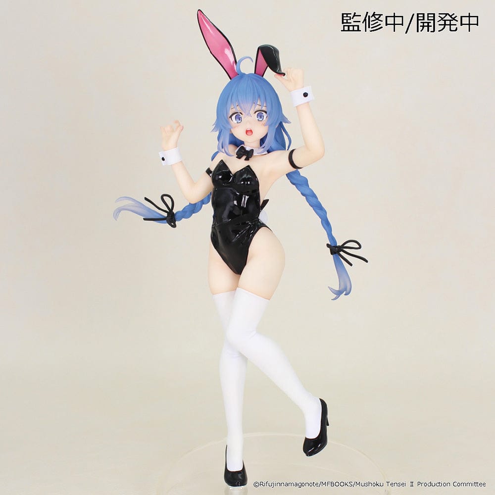 Mushoku Tensei: Jobless Reincarnation Vivit Roxy Migurdia Bunny Ver. Figure featuring a black bunny outfit, blue twin braids, and dynamic pose with playful expression.