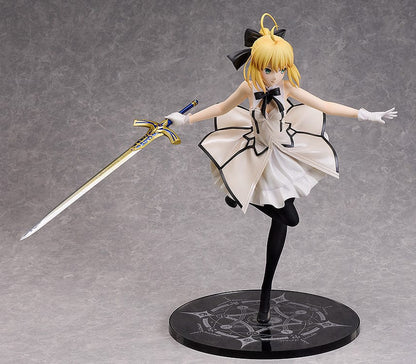 Fate/Grand Order B-Style Saber/Altria Pendragon (Lily) 1/4 Scale Figure in white dress holding a sword.