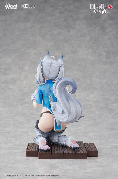 "Redo of Healer Setsuna Chinese Dress Ver. 1/7 Scale Figure with wolf ears, tail, and blue floral outfit"