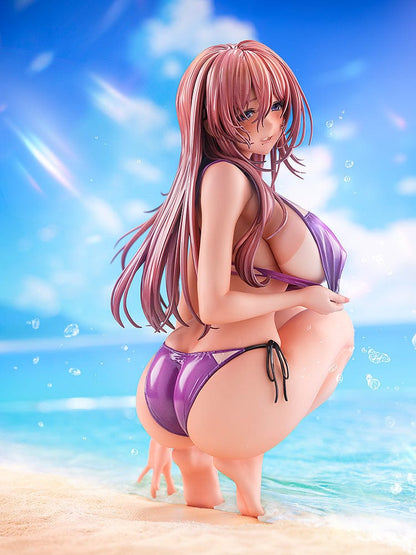 Piromizu Illustration Hanikami Kanojo Shinoha Kurumi 1/7 Scale Figure in purple bikini kneeling on beach base.