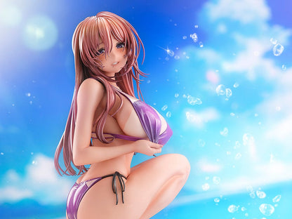 Piromizu Illustration Hanikami Kanojo Shinoha Kurumi 1/7 Scale Figure in purple bikini kneeling on beach base.