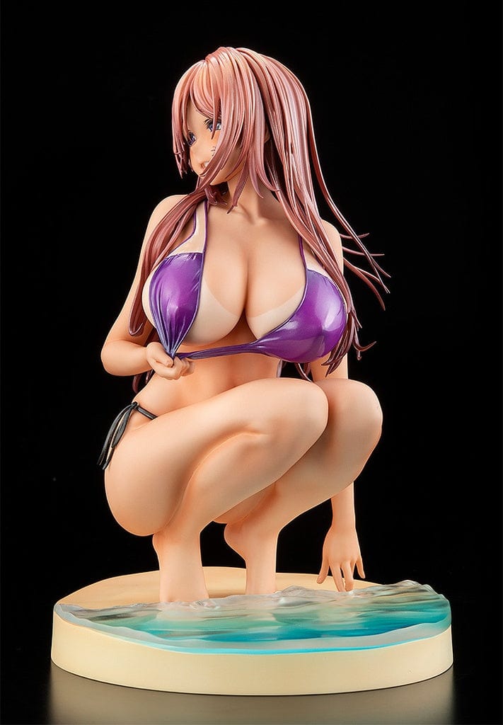 Piromizu Illustration Hanikami Kanojo Shinoha Kurumi 1/7 Scale Figure in purple bikini kneeling on beach base.