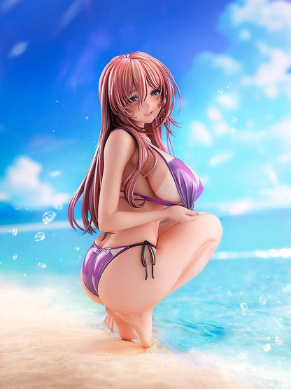 Piromizu Illustration Hanikami Kanojo Shinoha Kurumi 1/7 Scale Figure in purple bikini kneeling on beach base.