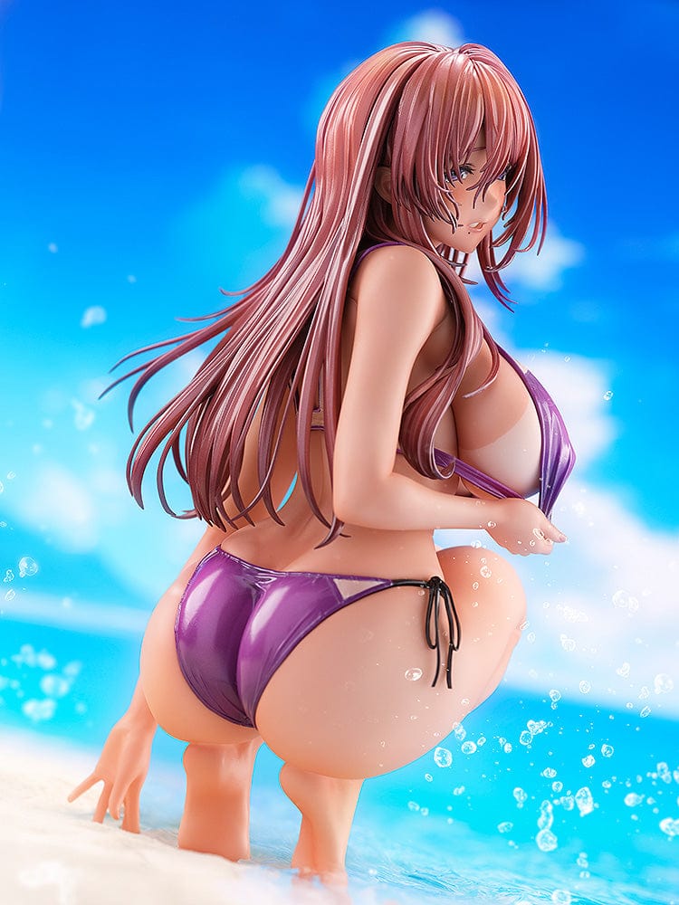 Piromizu Illustration Hanikami Kanojo Shinoha Kurumi 1/7 Scale Figure in purple bikini kneeling on beach base.