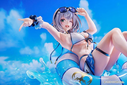 Hololive Production Shirogane Noel (Swimsuit Ver.) 1/7 Scale Figure lounging on float ring with water splash effects, in playful beach pose