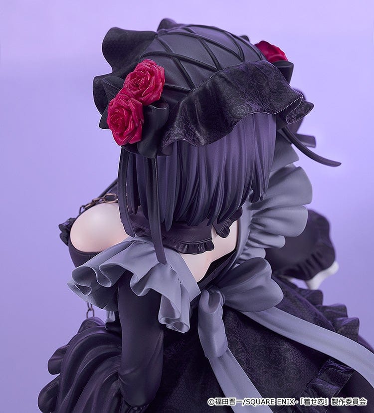 My Dress-Up Darling Shizuku Kuroe: Cosplay by Marin 1/6 Scale Figure in a Gothic Lolita outfit with intricate details, standing on a purple display base.