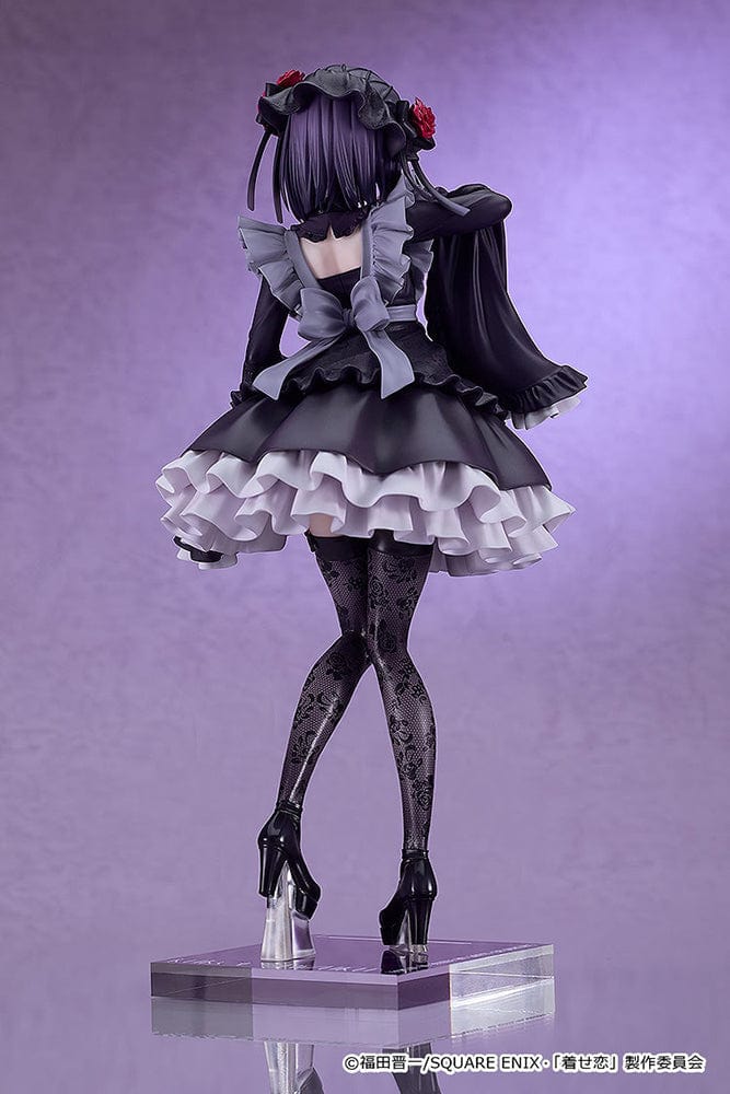 My Dress-Up Darling Shizuku Kuroe: Cosplay by Marin 1/6 Scale Figure in a Gothic Lolita outfit with intricate details, standing on a purple display base.