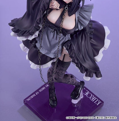 My Dress-Up Darling Shizuku Kuroe: Cosplay by Marin 1/6 Scale Figure in a Gothic Lolita outfit with intricate details, standing on a purple display base.