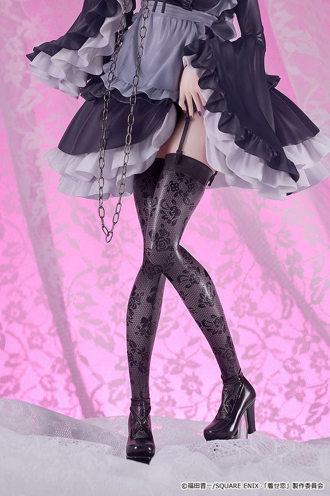 My Dress-Up Darling Shizuku Kuroe: Cosplay by Marin 1/6 Scale Figure in a Gothic Lolita outfit with intricate details, standing on a purple display base.