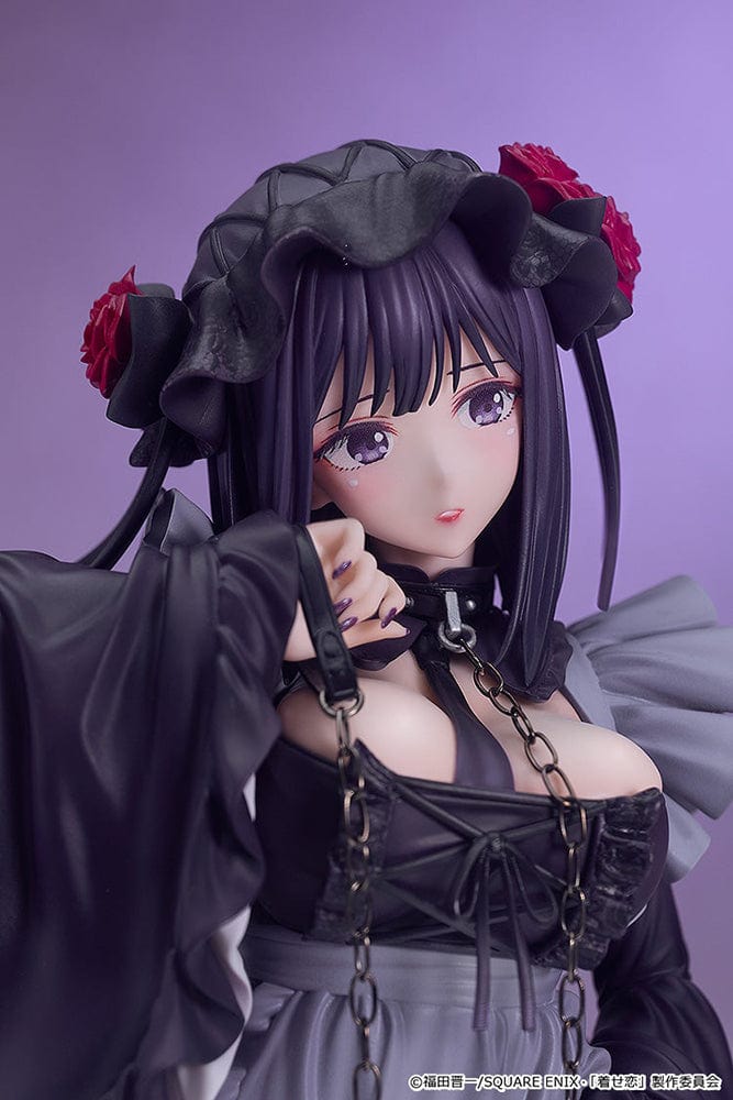 My Dress-Up Darling Shizuku Kuroe: Cosplay by Marin 1/6 Scale Figure in a Gothic Lolita outfit with intricate details, standing on a purple display base.