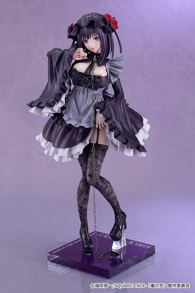 My Dress-Up Darling Shizuku Kuroe: Cosplay by Marin 1/6 Scale Figure in a Gothic Lolita outfit with intricate details, standing on a purple display base.