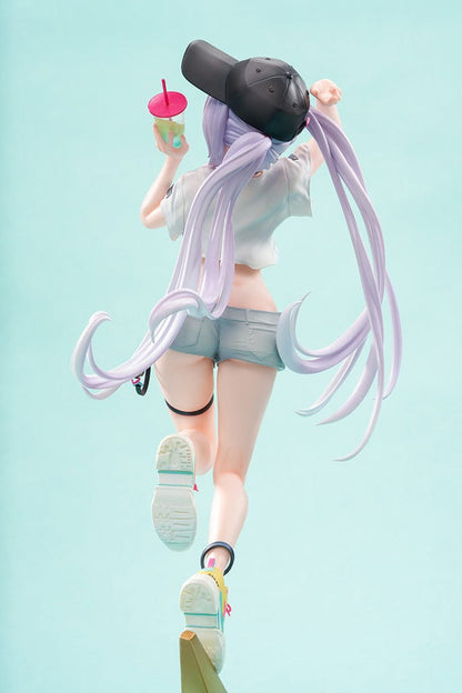 Mignon Illustration Spark 1/7 Scale Figure featuring a stylish character with pastel hair, streetwear outfit, and sneakers standing on a colorful lightning bolt-shaped base.