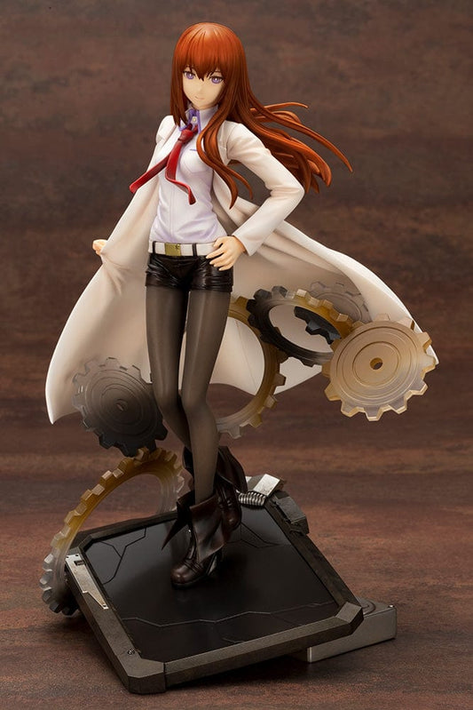 Steins;Gate 0 Kurisu Makise (Antinomic Dual) 1/8 Scale Figure reissue, featuring Kurisu in a confident pose with intricate gears as a backdrop, showcasing detailed craftsmanship and realistic clothing textures.