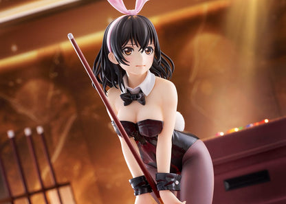 Strike the Blood Yukina Himeragi (Bunny Style) 1/7 Scale Figure, featuring sleek black outfit, pastel pink bunny ears, and dynamic pose holding a staff.