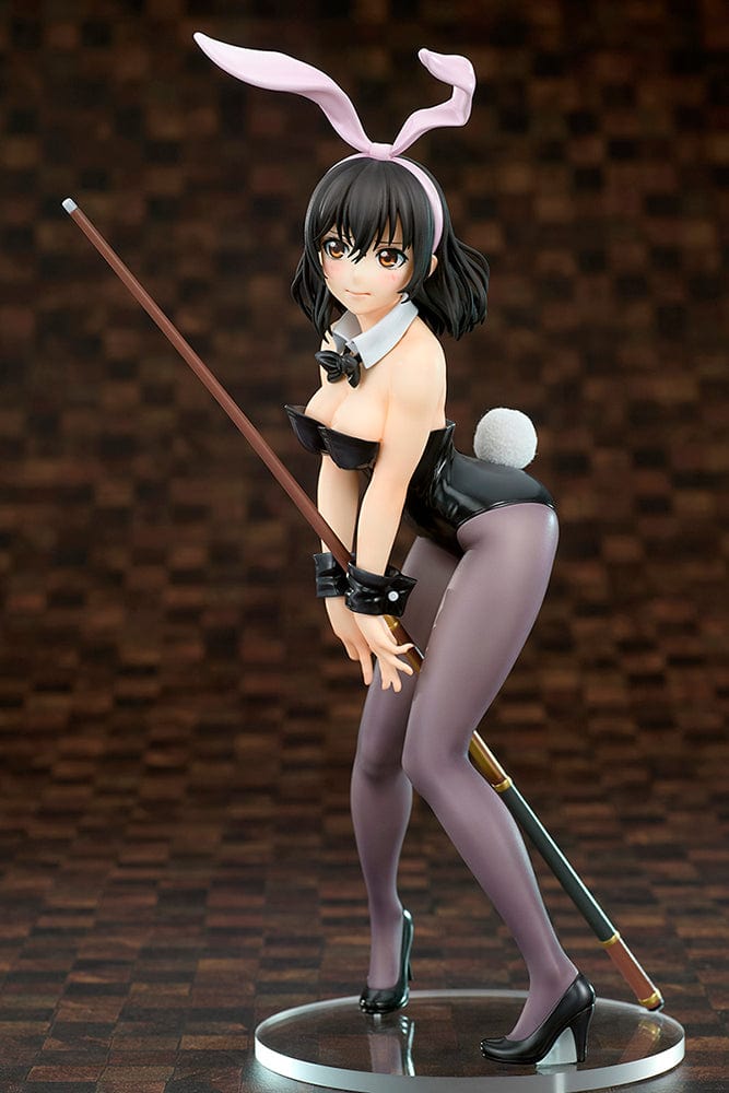 Strike the Blood Yukina Himeragi (Bunny Style) 1/7 Scale Figure, featuring sleek black outfit, pastel pink bunny ears, and dynamic pose holding a staff.