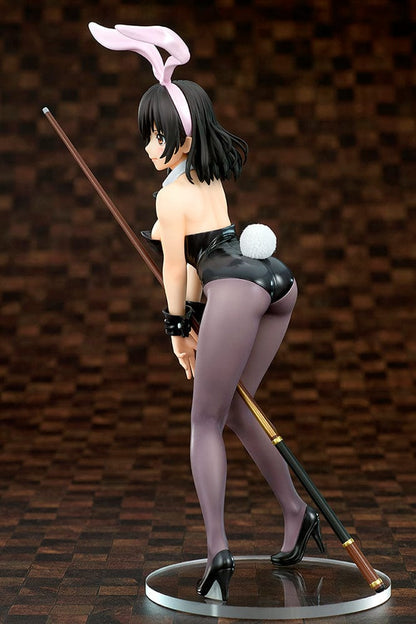 Strike the Blood Yukina Himeragi (Bunny Style) 1/7 Scale Figure, featuring sleek black outfit, pastel pink bunny ears, and dynamic pose holding a staff.