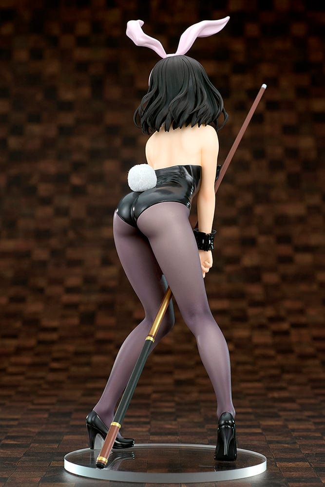 Strike the Blood Yukina Himeragi (Bunny Style) 1/7 Scale Figure, featuring sleek black outfit, pastel pink bunny ears, and dynamic pose holding a staff.