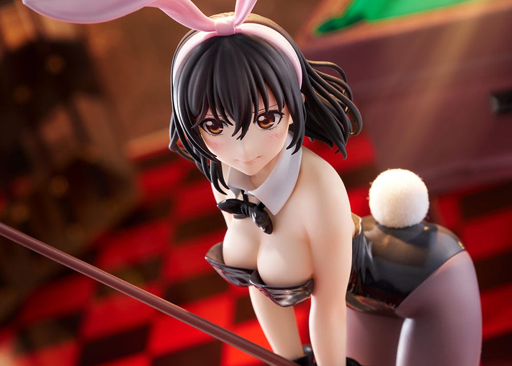 Strike the Blood Yukina Himeragi (Bunny Style) 1/7 Scale Figure, featuring sleek black outfit, pastel pink bunny ears, and dynamic pose holding a staff.