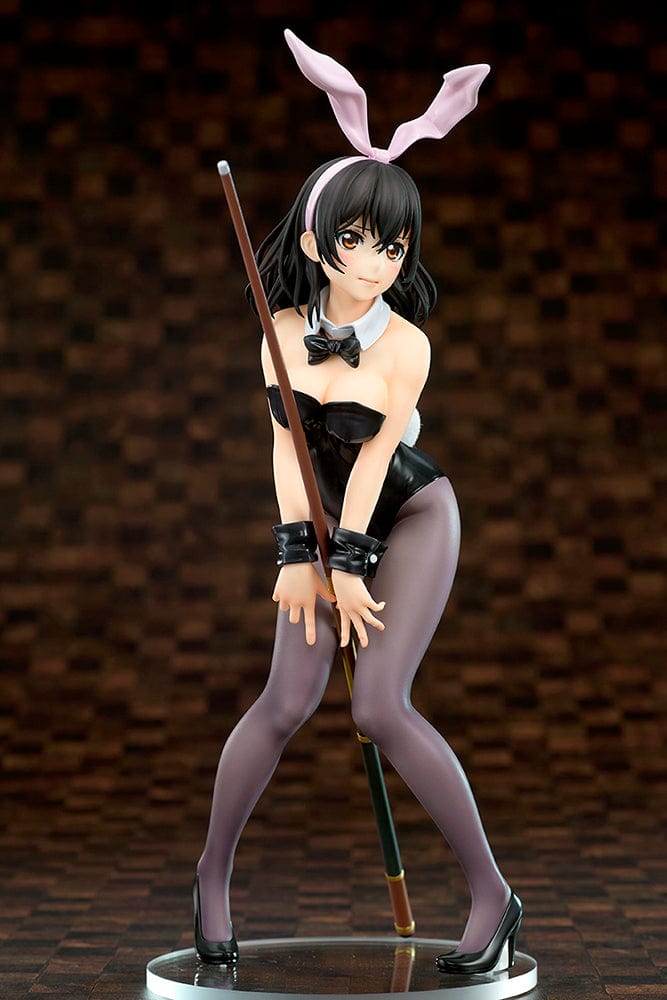 Strike the Blood Yukina Himeragi (Bunny Style) 1/7 Scale Figure, featuring sleek black outfit, pastel pink bunny ears, and dynamic pose holding a staff.