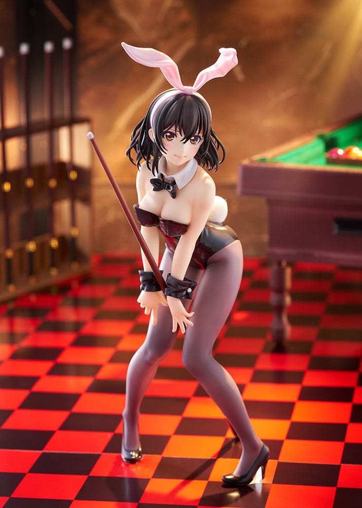 Strike the Blood Yukina Himeragi (Bunny Style) 1/7 Scale Figure, featuring sleek black outfit, pastel pink bunny ears, and dynamic pose holding a staff.