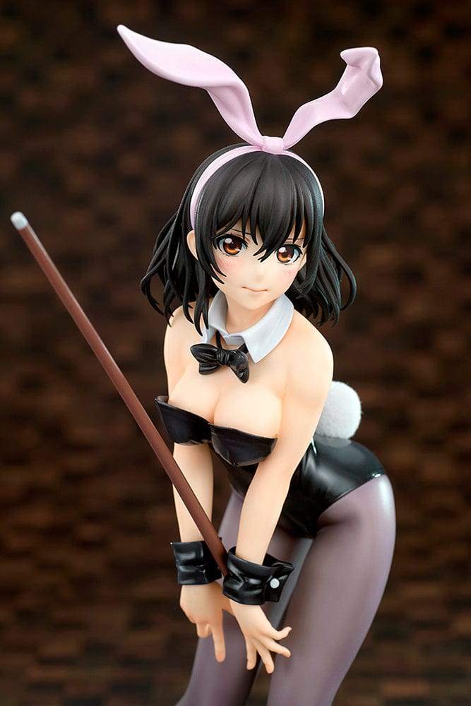 Strike the Blood Yukina Himeragi (Bunny Style) 1/7 Scale Figure, featuring sleek black outfit, pastel pink bunny ears, and dynamic pose holding a staff.