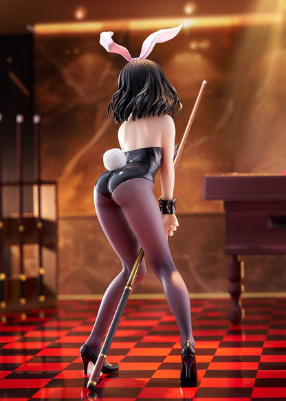 Strike the Blood Yukina Himeragi (Bunny Style) 1/7 Scale Figure, featuring sleek black outfit, pastel pink bunny ears, and dynamic pose holding a staff.