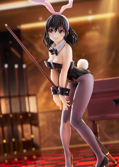 Strike the Blood Yukina Himeragi (Bunny Style) 1/7 Scale Figure, featuring sleek black outfit, pastel pink bunny ears, and dynamic pose holding a staff.