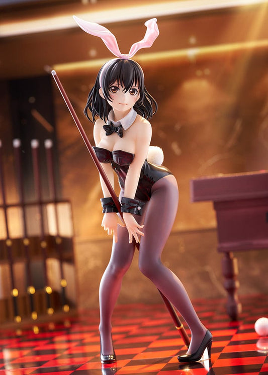 Strike the Blood Yukina Himeragi (Bunny Style) 1/7 Scale Figure, featuring sleek black outfit, pastel pink bunny ears, and dynamic pose holding a staff.