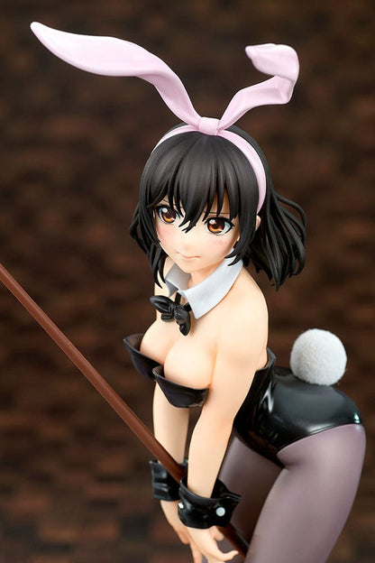 Strike the Blood Yukina Himeragi (Bunny Style) 1/7 Scale Figure, featuring sleek black outfit, pastel pink bunny ears, and dynamic pose holding a staff.