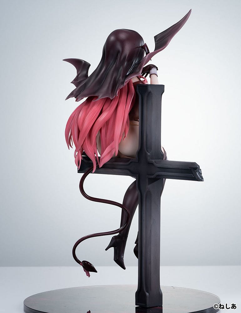 Neshia Illustration Succuba Sister no Onee-san 1/6 Scale Figure with pink hair, demon wings, gothic cross base, and intricate outfit design