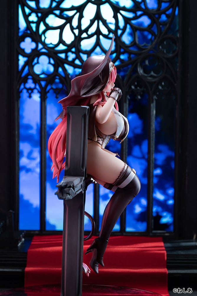 Neshia Illustration Succuba Sister no Onee-san 1/6 Scale Figure with pink hair, demon wings, gothic cross base, and intricate outfit design