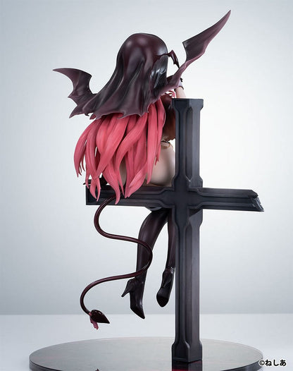 Neshia Illustration Succuba Sister no Onee-san 1/6 Scale Figure with pink hair, demon wings, gothic cross base, and intricate outfit design