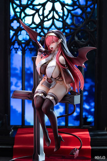 Neshia Illustration Succuba Sister no Onee-san 1/6 Scale Figure with pink hair, demon wings, gothic cross base, and intricate outfit design