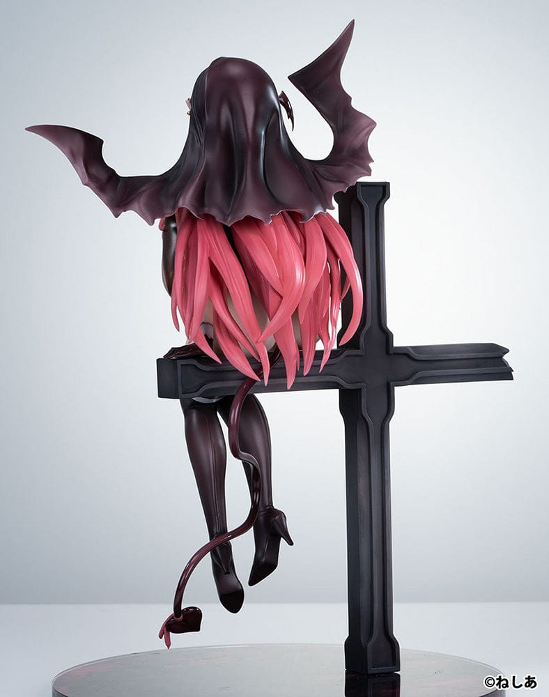 Neshia Illustration Succuba Sister no Onee-san 1/6 Scale Figure with pink hair, demon wings, gothic cross base, and intricate outfit design