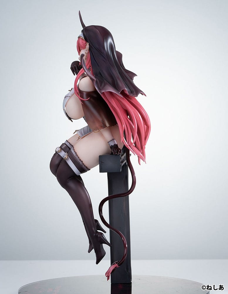 Neshia Illustration Succuba Sister no Onee-san 1/6 Scale Figure with pink hair, demon wings, gothic cross base, and intricate outfit design