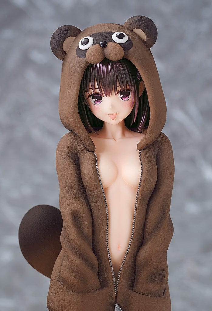 Ayakashi Triangle Suzu Kanade 1/7 Scale Figure, adorned in a cozy brown bear hoodie with character's gentle expression and soft features, standing with a subtle grace, evoking a sense of playfulness and enchantment.
