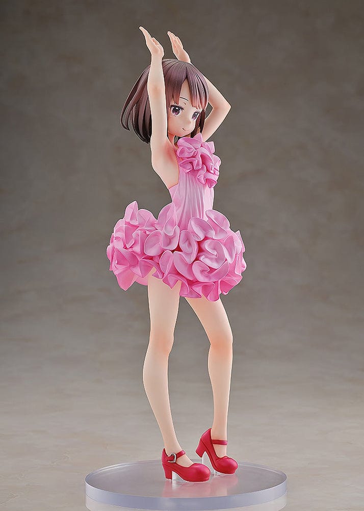 Sword Art Online Alternative: Gun Gale Online KD Colle LLENN (Light Novel Dress Ver.) 1/7 Scale Figure, featuring LLENN in a pink frilly dress and red heels, posed gracefully with intricate detailing.