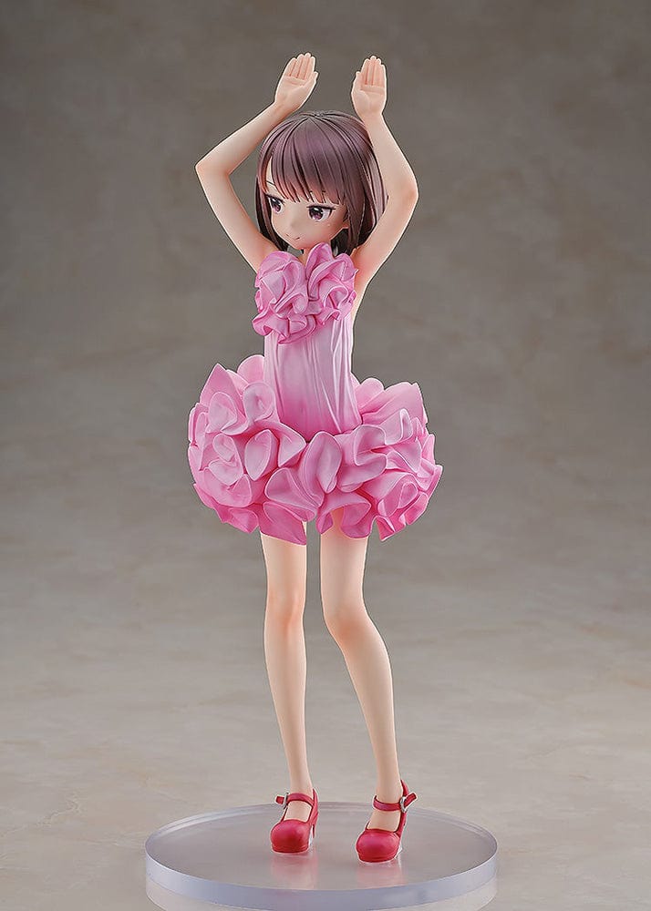 Sword Art Online Alternative: Gun Gale Online KD Colle LLENN (Light Novel Dress Ver.) 1/7 Scale Figure, featuring LLENN in a pink frilly dress and red heels, posed gracefully with intricate detailing.