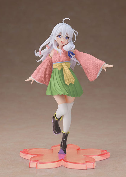 Wandering Witch Elaina Sakura Kimono Coreful Figure Renewal Edition. A collectible figure of Elaina from The Journey of Elaina anime, elegantly dressed in a Sakura-themed Japanese kimono, capturing her adventurous spirit and charm in intricate detail.