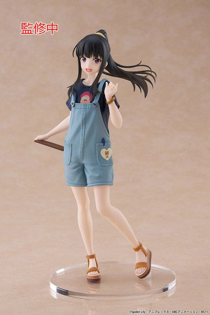 Lycoris Recoil Takina Inoue (Hawaiian Ver.) Coreful Figure wearing blue overalls and sandals, with flowing hair and cheerful pose