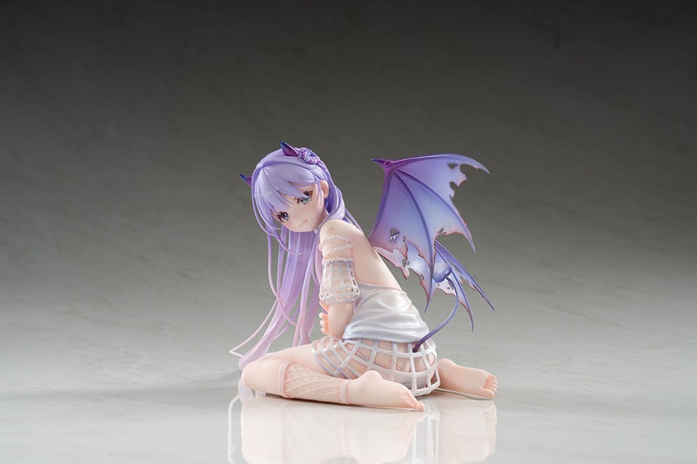 DSmile Original Illustration Demon Girl 1/7 Scale Figure in seated pose with lavender hair, translucent wings, and intricate outfit details.