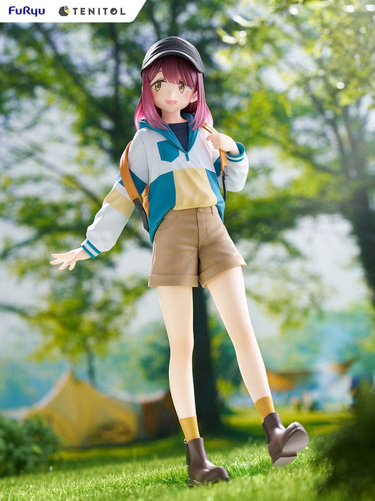 Laid-Back Camp Tenitol Ayano Toki Figure featuring a colorful hoodie, casual shorts, and a cheerful expression