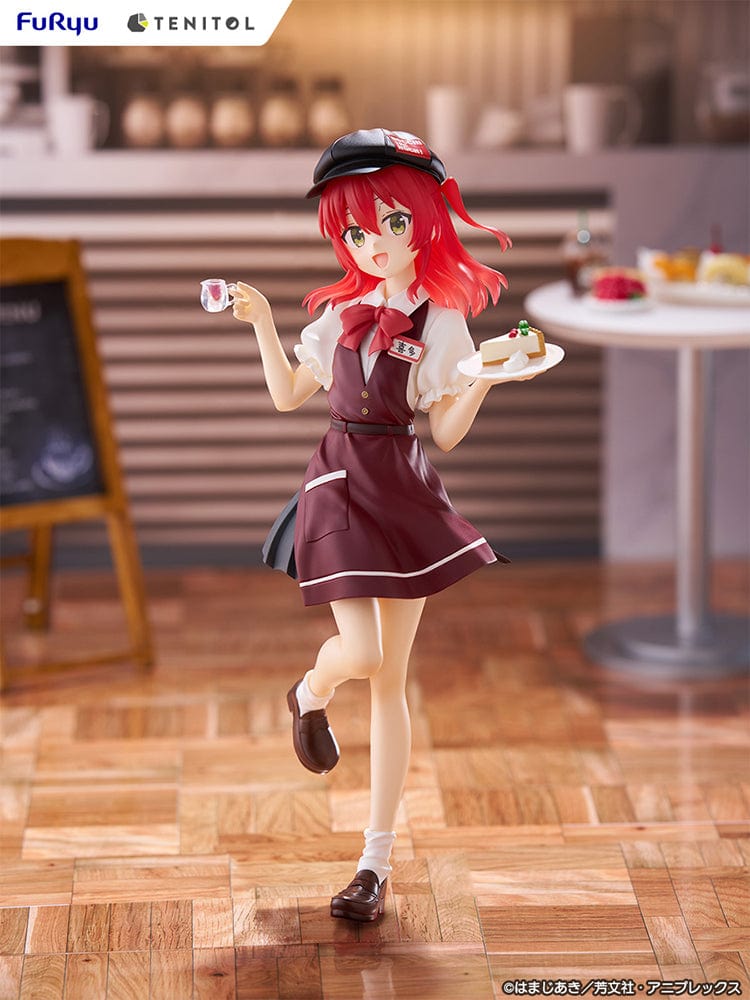 Bocchi the Rock! Tenitol Ikuyo Kita (Cafe Style Ver.) 1/7 Scale Figure in café uniform holding a tray with dessert and tea, captured in a dynamic pose.