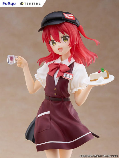 Bocchi the Rock! Tenitol Ikuyo Kita (Cafe Style Ver.) 1/7 Scale Figure in café uniform holding a tray with dessert and tea, captured in a dynamic pose.