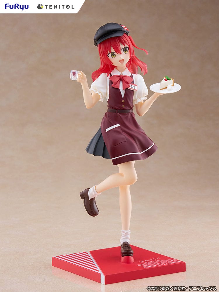 Bocchi the Rock! Tenitol Ikuyo Kita (Cafe Style Ver.) 1/7 Scale Figure in café uniform holding a tray with dessert and tea, captured in a dynamic pose.