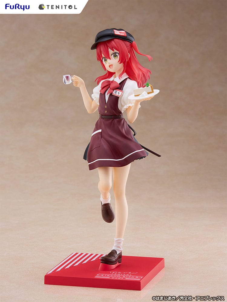 Bocchi the Rock! Tenitol Ikuyo Kita (Cafe Style Ver.) 1/7 Scale Figure in café uniform holding a tray with dessert and tea, captured in a dynamic pose.