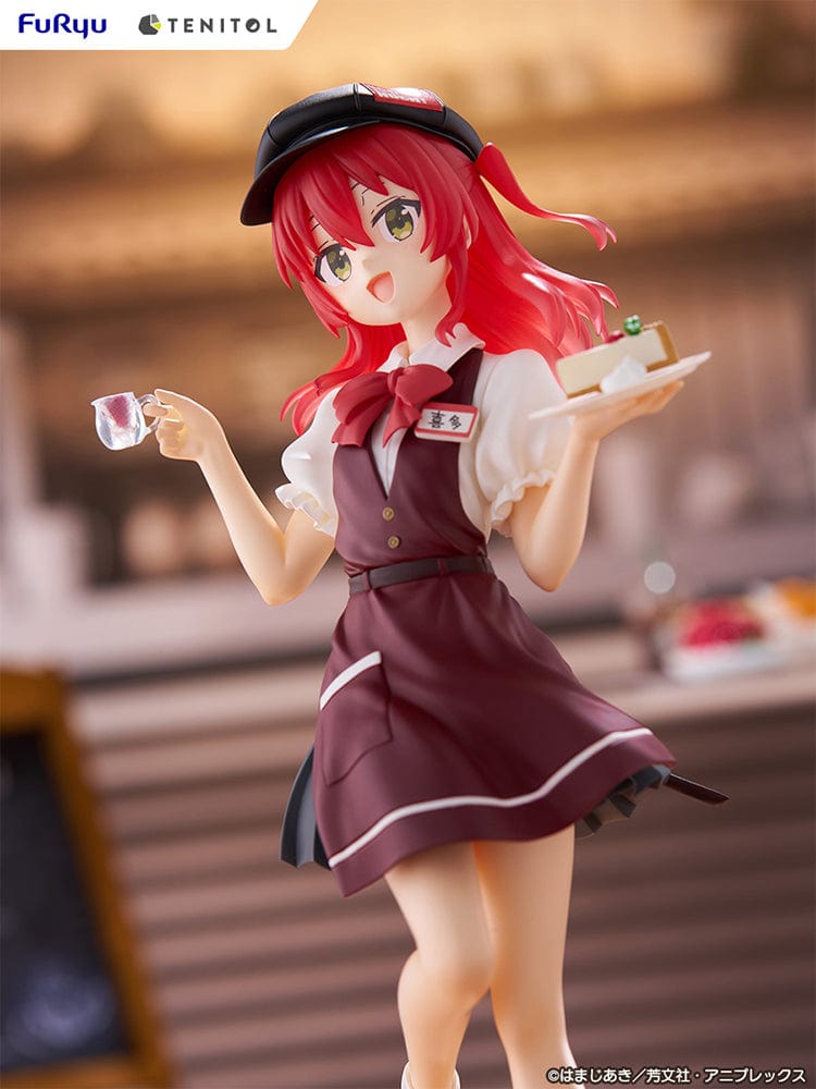 Bocchi the Rock! Tenitol Ikuyo Kita (Cafe Style Ver.) 1/7 Scale Figure in café uniform holding a tray with dessert and tea, captured in a dynamic pose.