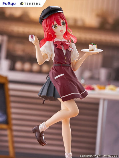 Bocchi the Rock! Tenitol Ikuyo Kita (Cafe Style Ver.) 1/7 Scale Figure in café uniform holding a tray with dessert and tea, captured in a dynamic pose.