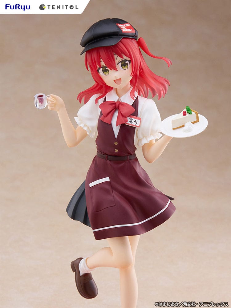 Bocchi the Rock! Tenitol Ikuyo Kita (Cafe Style Ver.) 1/7 Scale Figure in café uniform holding a tray with dessert and tea, captured in a dynamic pose.